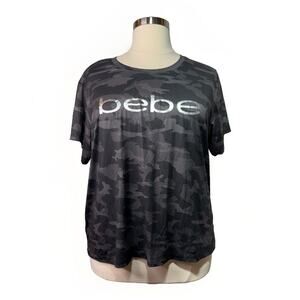 bebe Black Camouflage Top